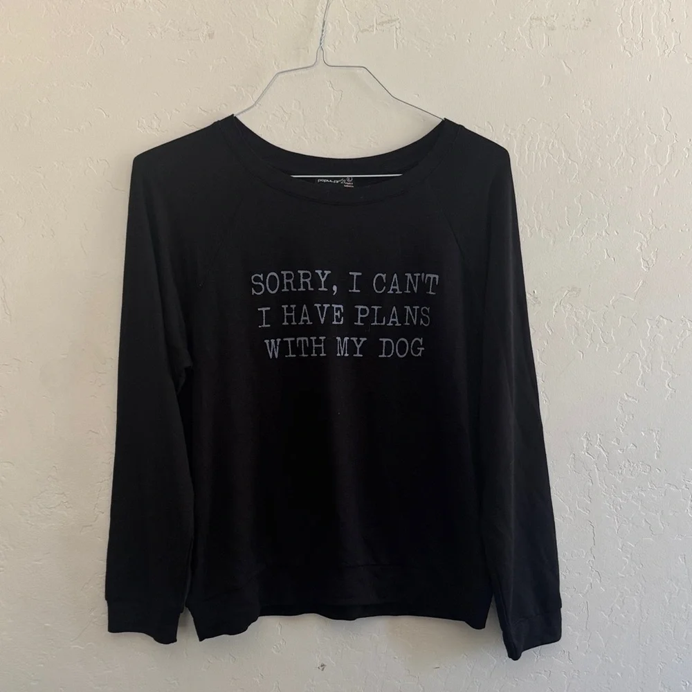 Black Long Sleeve Tee with Fun Slogan - Picture 1 of 2